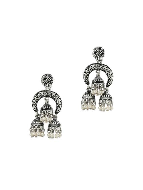 silver metal jhumka earring - 17041278 - Very Small Image - 1