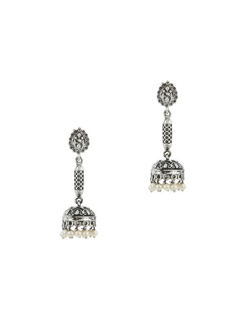 silver metal jhumka earring - 17041300 - Very Small Image - 1
