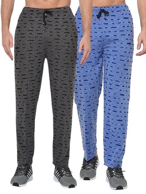grey and blue printed track pants combo - 17059342 - Very Small Image - 1