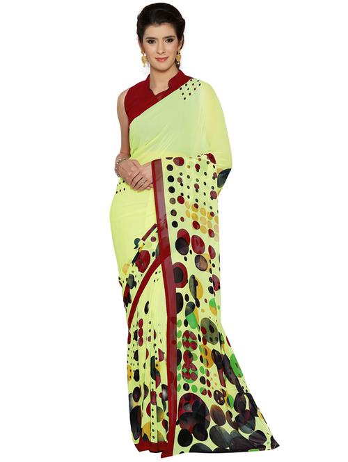 polka dot printed saree with blouse - 17061365 - Very Small Image - 1