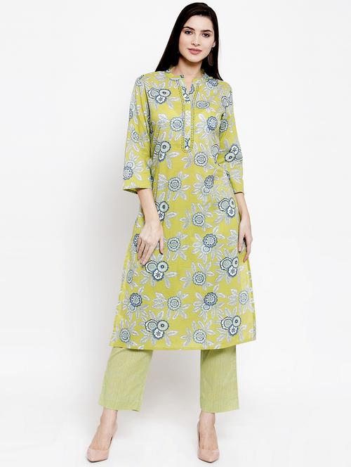 printed straight kurta pant set - 17062439 - Very Small Image - 1