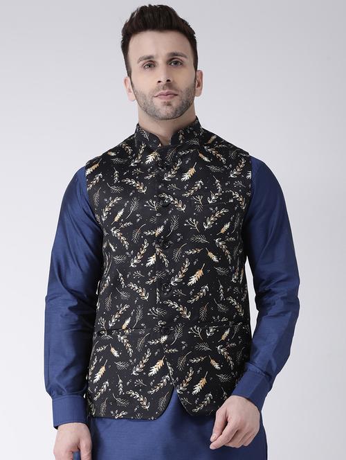 black printed nehru jacket - 17063734 - Very Small Image - 1