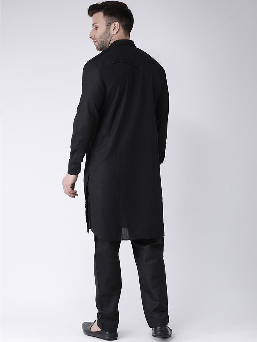 black solid pathani set - 17063742 - Standard Image - 2