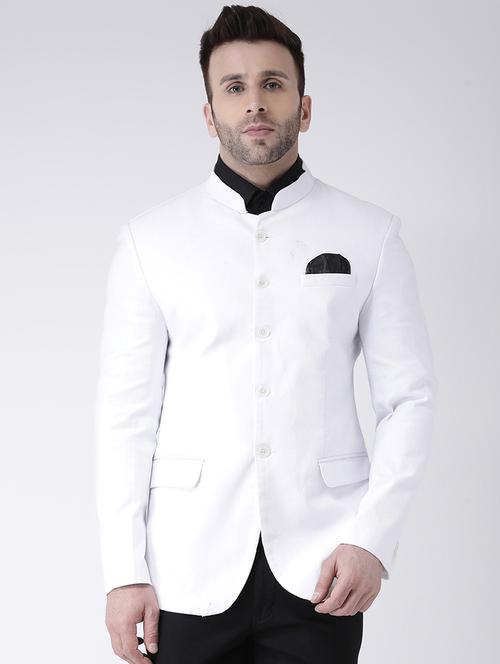 white solid bandhgala formal blazer - 17063750 - Very Small Image - 1