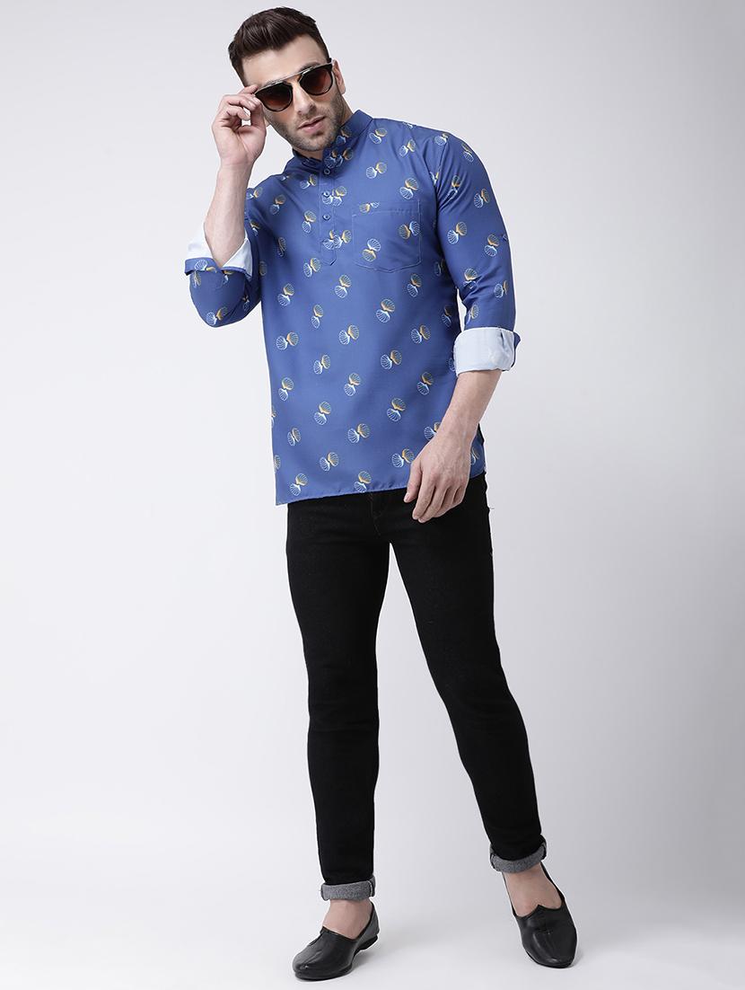 blue printed short kurta - 17063797 - Zoom Image - 3