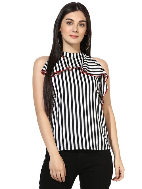 ruffle detail striped top  - 17064503 - Very Small Image - 1