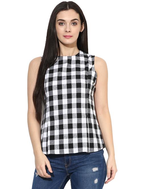 button-up back checkered top  - 17064517 - Very Small Image - 1