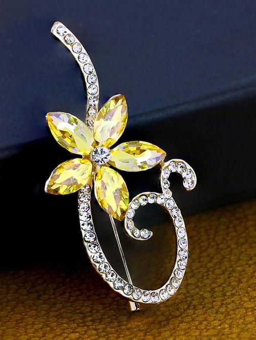 yellow gold tone  brass brooch - 17068685 - Very Small Image - 1