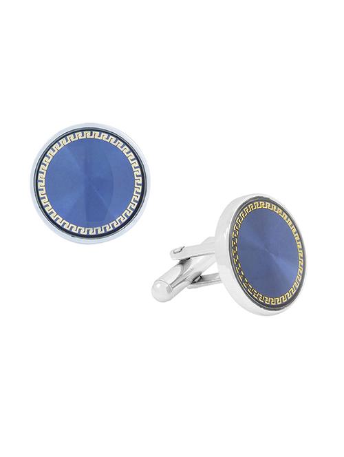 blue, silver metal cufflinks - 17068860 - Very Small Image - 1