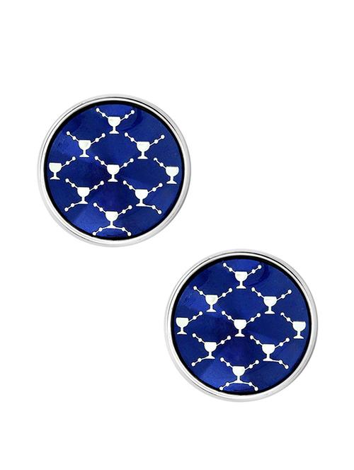 blue, silver metal cufflinks - 17068864 - Very Small Image - 1