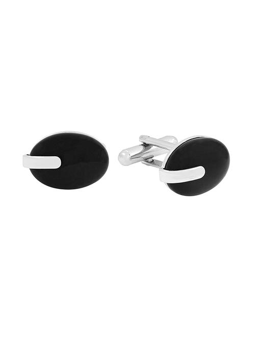 black, silver metal cufflinks - 17068866 - Very Small Image - 1