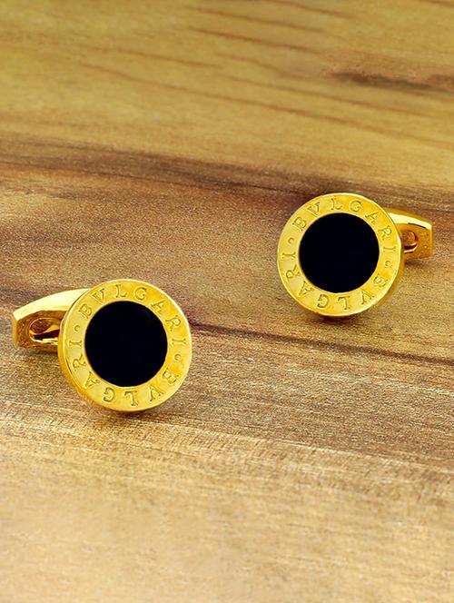 black, gold metal cufflinks - 17068908 - Very Small Image - 1