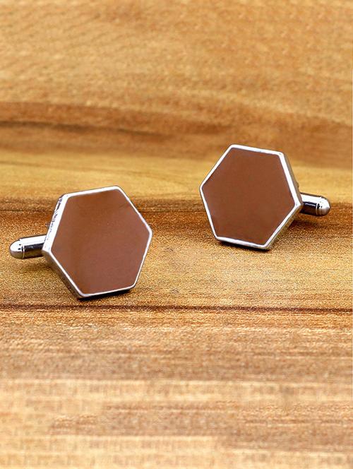brown, silver metal cufflinks - 17068913 - Very Small Image - 1