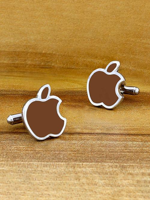 brown, silver metal cufflinks - 17068914 - Very Small Image - 1