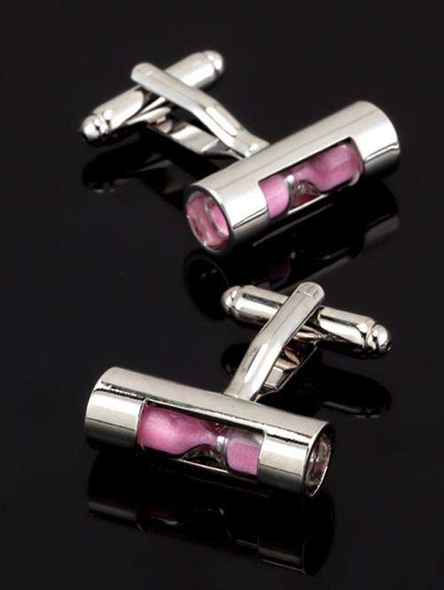 pink, silver metal cufflinks - 17068919 - Very Small Image - 1