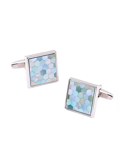 blue, silver metal cufflinks - 17068927 - Very Small Image - 1