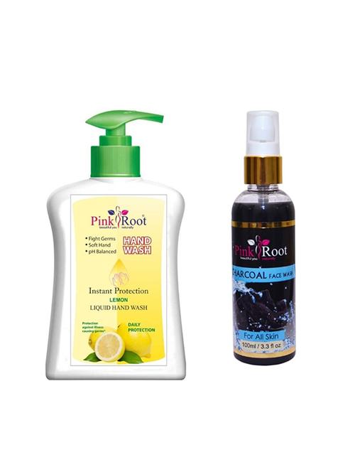 pink root lemon hand wash 200ml with charcoal face wash 100ml (pack of 2) - 17071869 - Very Small Image - 1