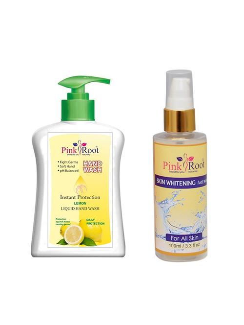 pink root lemon hand wash 200ml with skin whitening face wash 100ml (pack of 2) - 17071875 - Very Small Image - 1