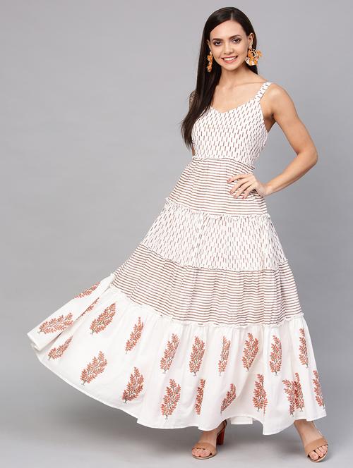printed flared ethnic dress - 17072270 - Very Small Image - 1