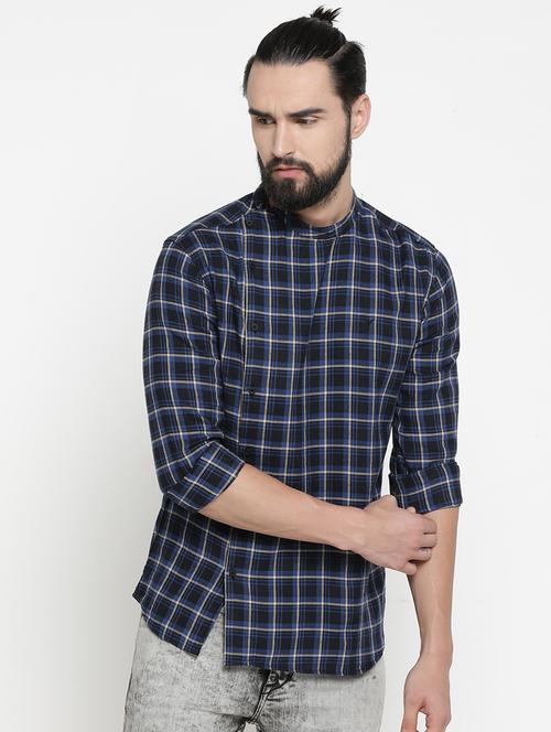 blue check short kurtas kurta  - 17072903 - Very Small Image - 1