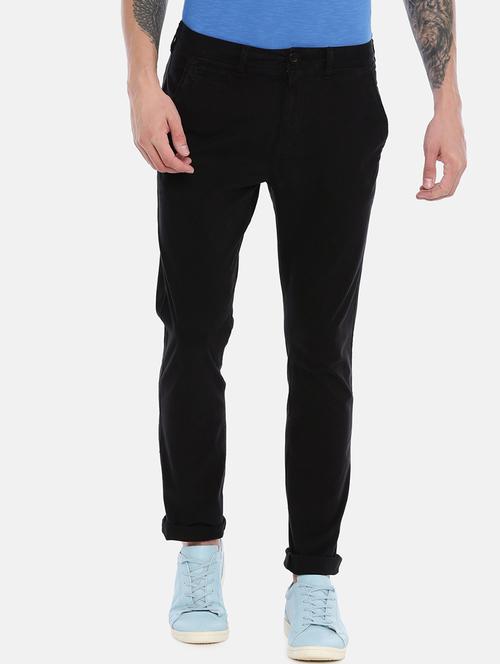 black cotton chinos casual trousers - 17072966 - Very Small Image - 1