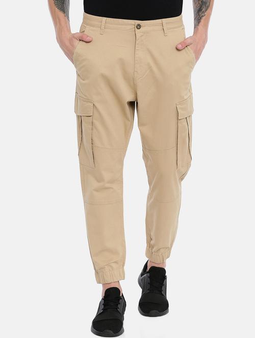 beige cotton cargos casual trouser - 17072974 - Very Small Image - 1