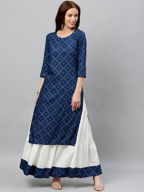 printed kurta skirt set - 17076627 - Very Small Image - 1