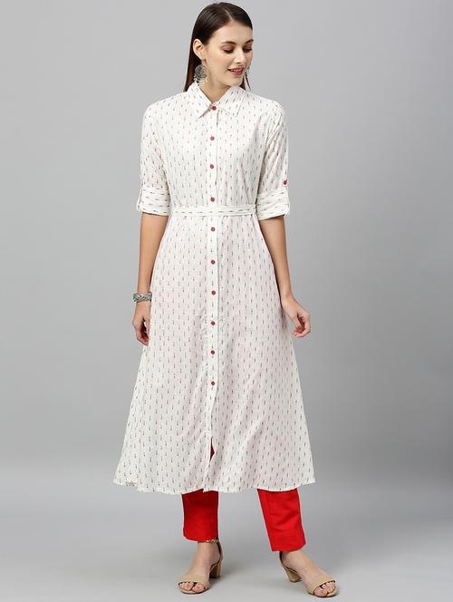 tie front printed a-line dress - 17076651 - Very Small Image - 1