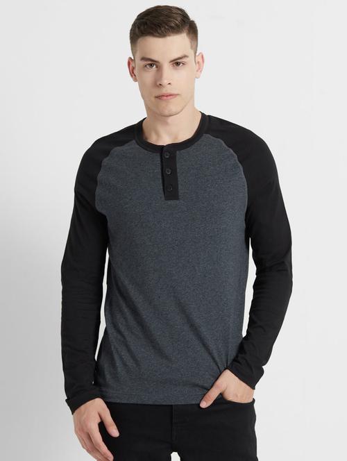 grey color block raglan tshirt - 17077726 - Very Small Image - 1