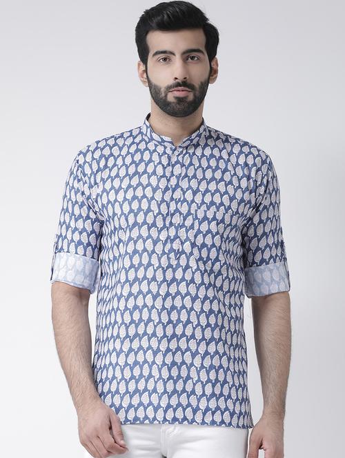 blue cotton short  kurta - 17078083 - Very Small Image - 1