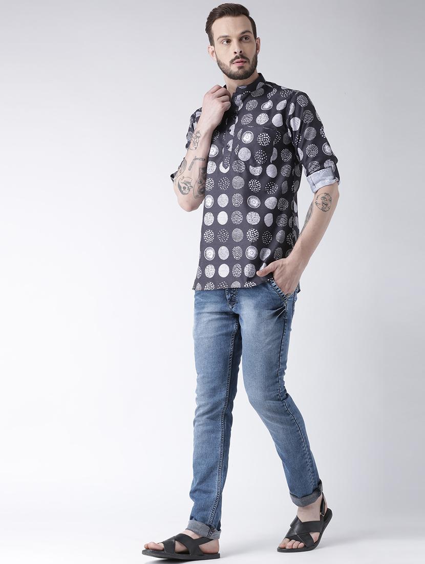 blue cotton short kurta - 17078091 - Zoom Image - 3