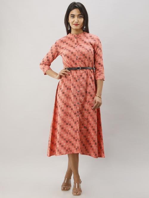 printed a-line ethnic dress - 17078651 - Very Small Image - 1