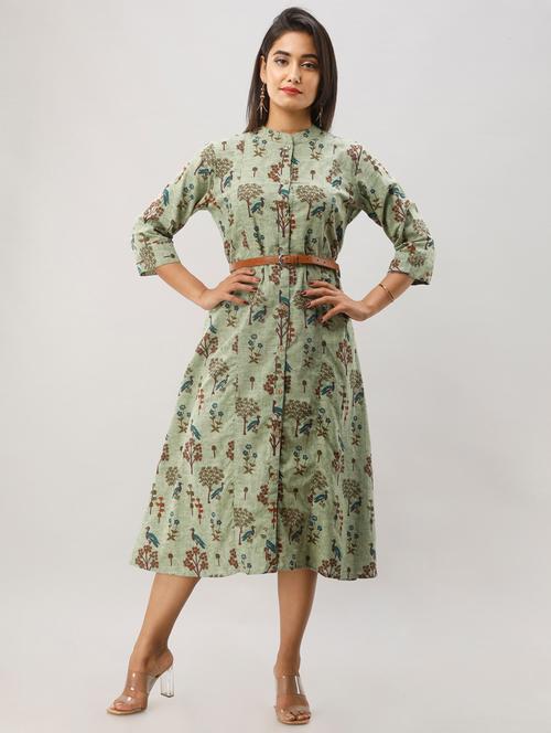 printed a-line ethnic dress - 17078652 - Very Small Image - 1