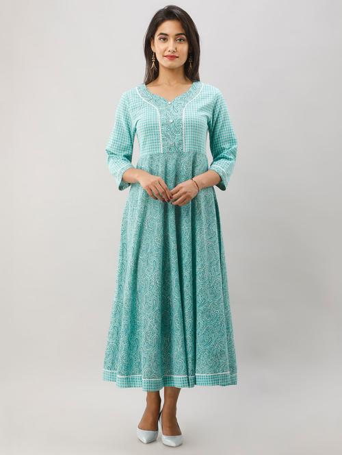 printed a-line ethnic dress - 17078664 - Very Small Image - 1