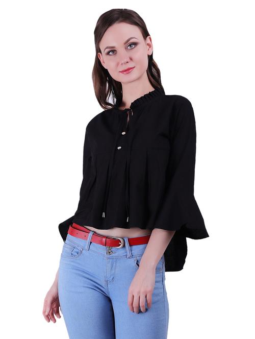 black cotton layered top - 17081652 - Very Small Image - 1