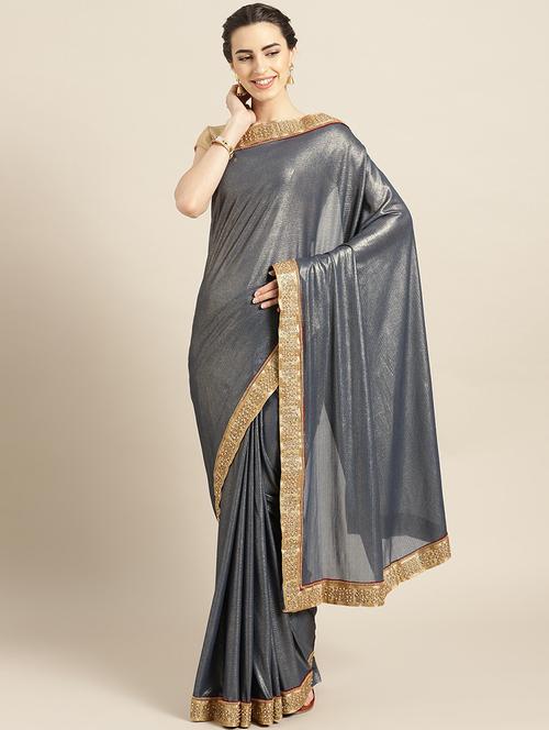 solid embroidered saree with blouse - 17083928 - Very Small Image - 1