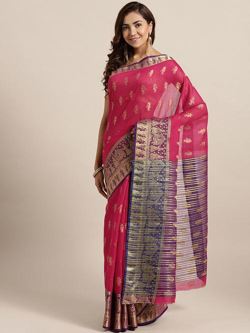 self design kota doria saree with blouse - 17083936 - Very Small Image - 1