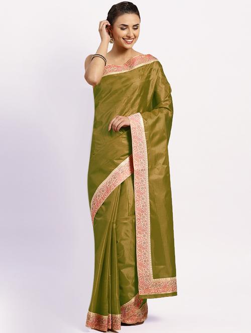 Women's Bordered Royal Blue Colored Saree With Blouse - 17084007 - Very Small Image - 1