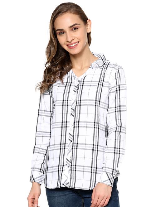 curved hem checkered shirt  - 17084216 - Very Small Image - 1