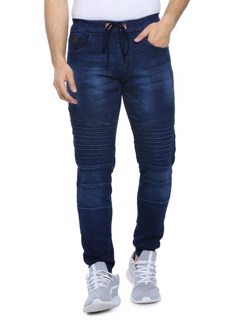 navy blue washed denim jogger - 17084550 - Very Small Image - 1