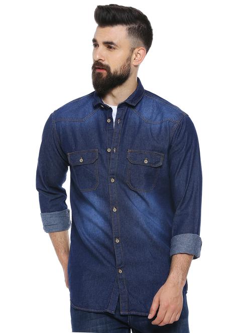 blue faded casual shirt - 17084578 - Very Small Image - 1