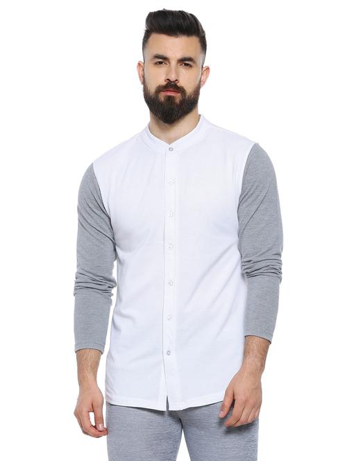 mens color block casual shirt - 17084581 - Very Small Image - 1