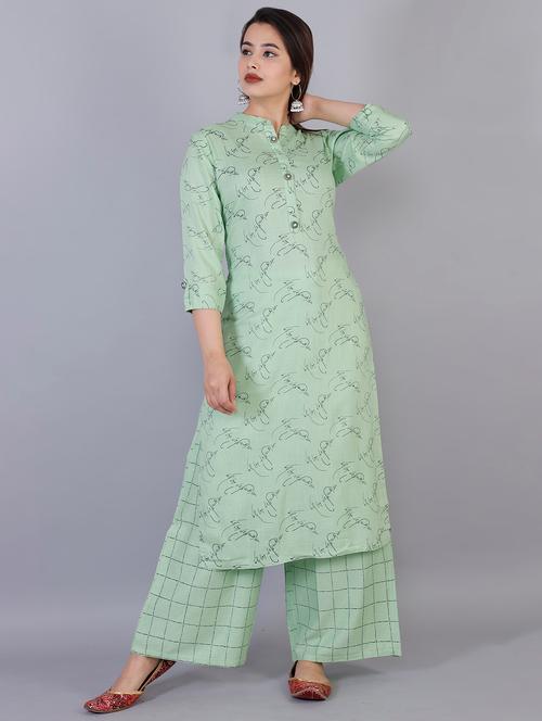 printed kurta palazzo set - 17085176 - Very Small Image - 1