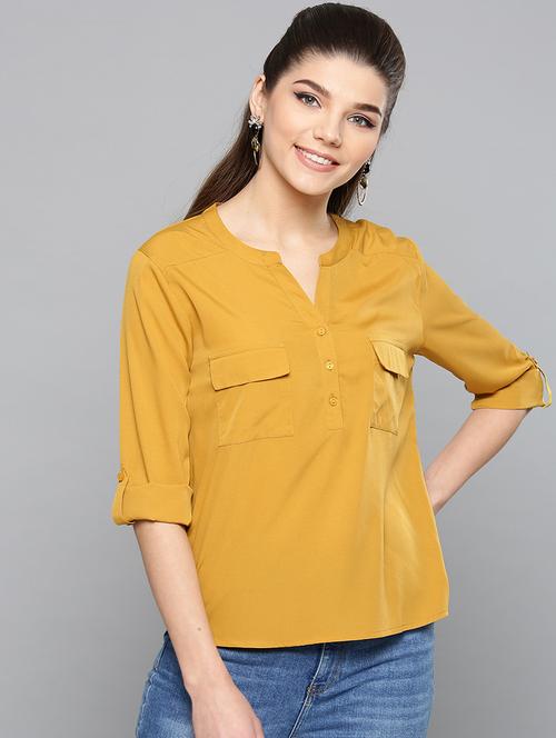 women's straight notch neck top - 17085604 - Very Small Image - 1