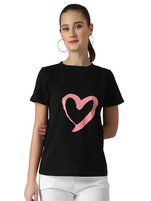 women's front print crew neck t-shirt - 17086400 - Very Small Image - 1