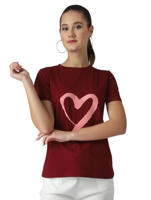 women's front print crew neck t-shirt - 17086401 - Very Small Image - 1