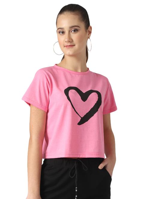 women's chest print round neck t-shirt - 17086403 - Very Small Image - 1