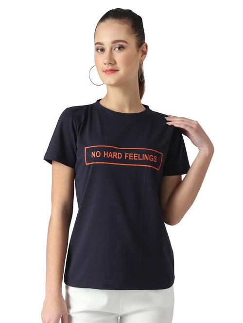 women's chest print crew neck t-shirt - 17086409 - Very Small Image - 1