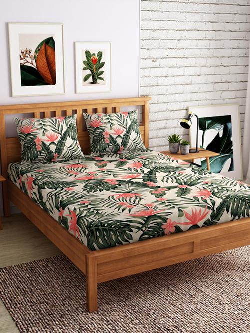  cotton double bed sheet with two pillow covers - 17087057 - Very Small Image - 1