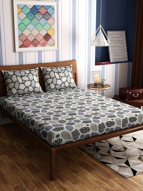  cotton double bed sheet with two pillow covers - 17087061 - Very Small Image - 1